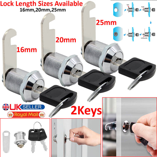 51. The Cam Lock is a high-quality metal alloy cylinder lock with 2 keys, suitable for cabinets, drawers, lockers, and more