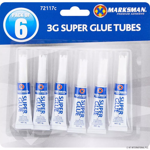 6pcs Super Glue Tubes, Strong Bond Adhesive, 3g each for Plastic, Glass, Wood, and Metal