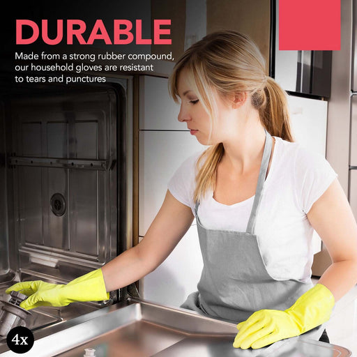 APXB 2 Pairs Rubber Gloves with Long Sleeves for Household Washing Up and Kitchen Cleaning - Apex Bargains