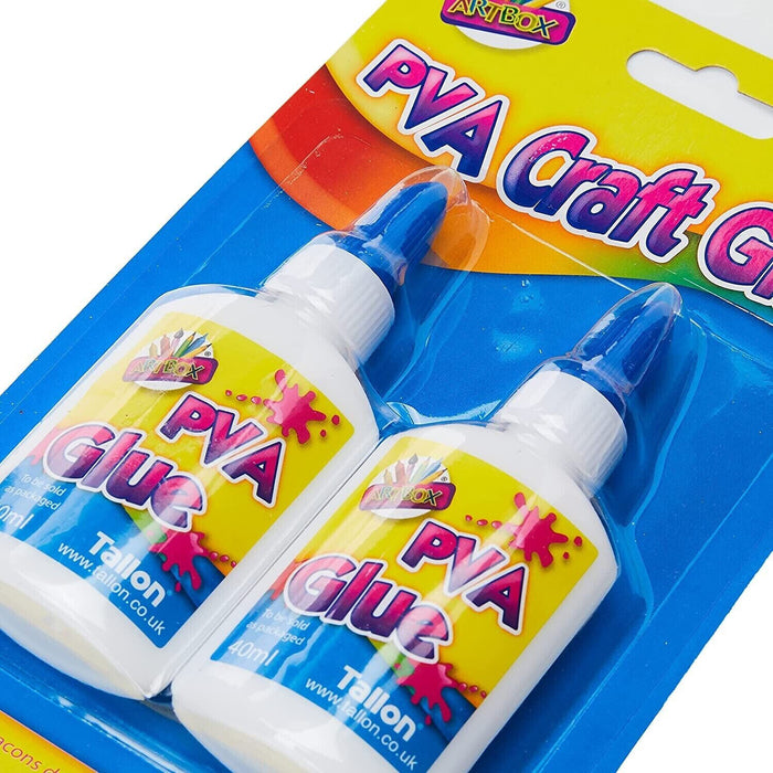 2pcs 40ml PVA Glue Bottles - Craft Adhesive for Paper, Cardboard, Wood, Fabric, DIY - Apex Bargains