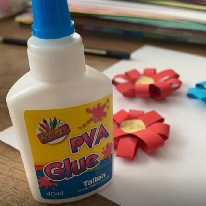 2pcs 40ml PVA Glue Bottles - Craft Adhesive for Paper, Cardboard, Wood, Fabric, DIY - Apex Bargains