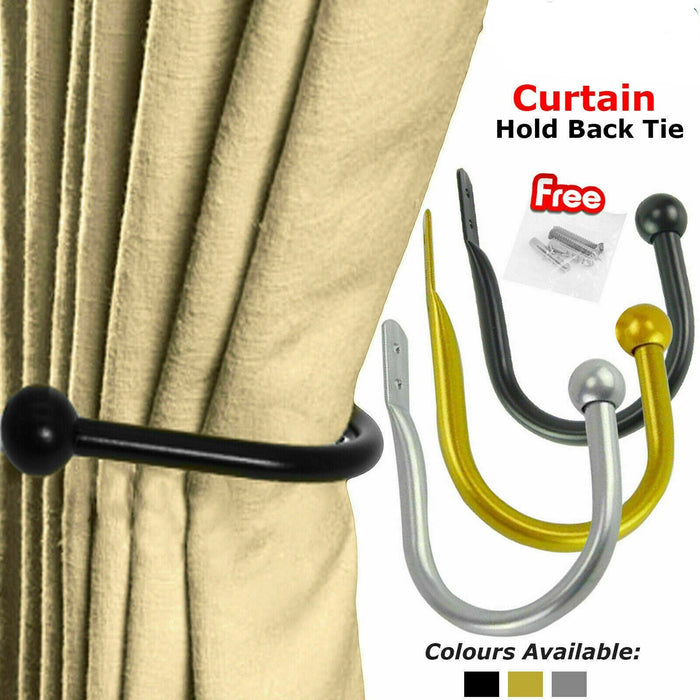 MAXPERKS Window Curtain Hold Backs - Metal U Shape Holdback Holder - 2pcs - Image 1