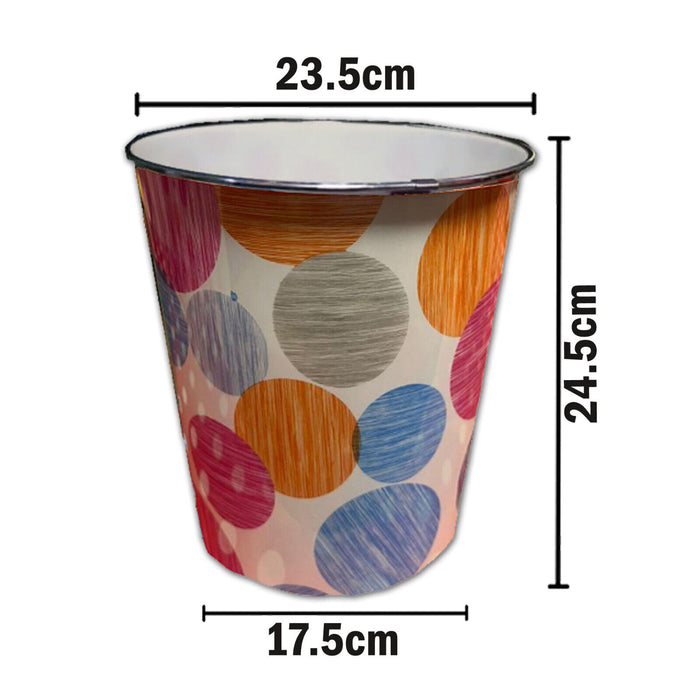 MAXPERKX 7.7L Basket Paper Waste Dust Bin Round Rubbish Polka Dot Office Bathroom Kitchen