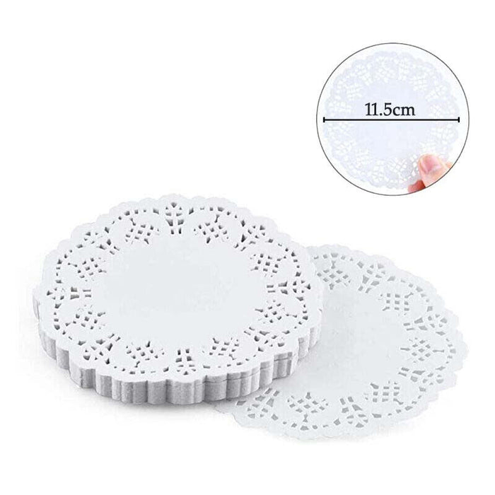 MAXPERKX 125pcs Napkin Lace Round Paper Doilies Table Covers Doyleys Catering Cake Holder