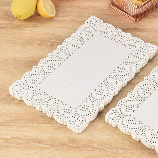 MAXPERKX 20x Rectangle Napkin Lace Paper Doilies Table Cover Doyleys Catering Cake Holder