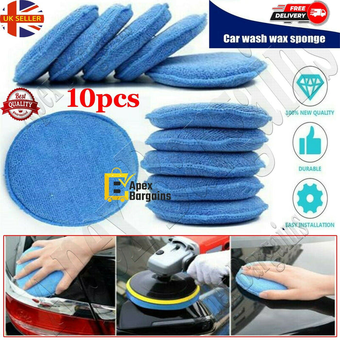 View of the pack containing 10pcs of microfiber wax applicator foam sponge pads for polishing and cleaning