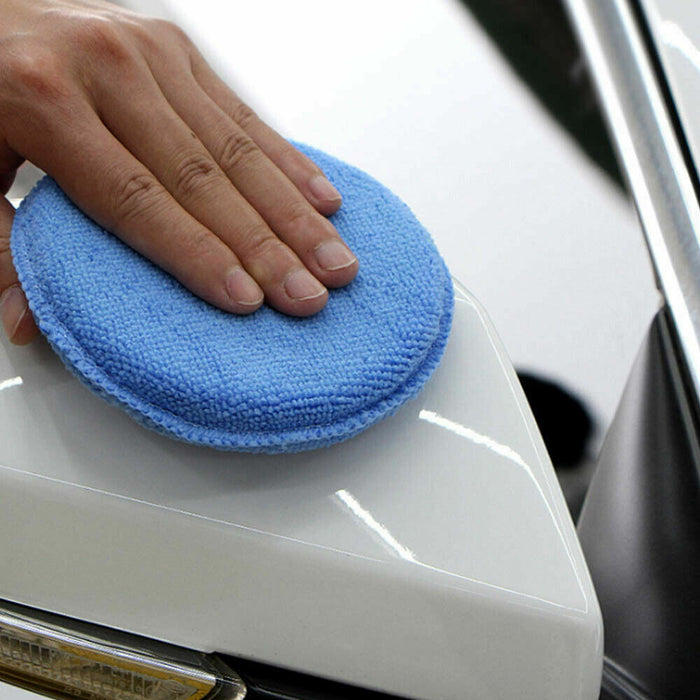 Close-up of one of the 10pcs microfiber wax applicator foam sponge pads, suitable for various car cleaning tasks