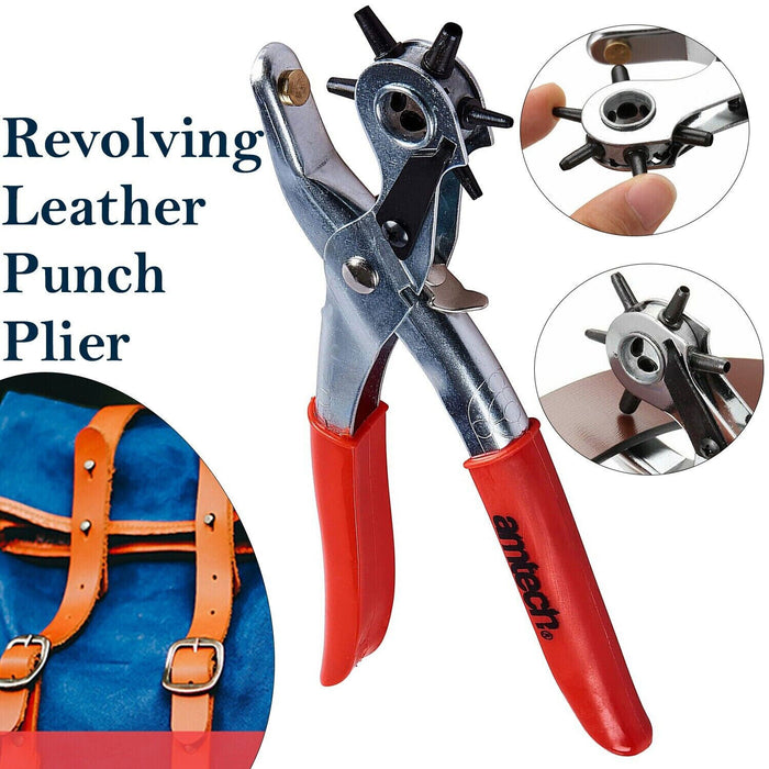 Revolving Punch Plier 6 Sizes DIY Leather Belt Eyelet Hole Puncher Tool