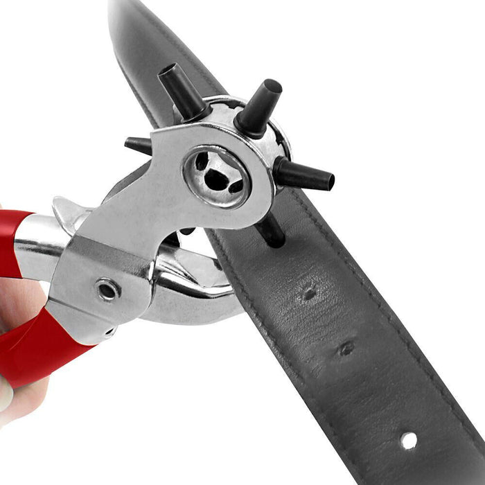 Revolving Punch Plier 6 Sizes DIY Leather Belt Eyelet Hole Puncher Tool