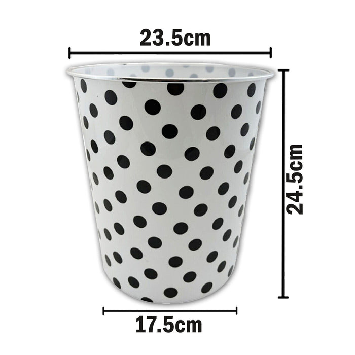 Round Polka Dot Paper Waste Dust Bin - Office, Home, Bathroom, Kitchen