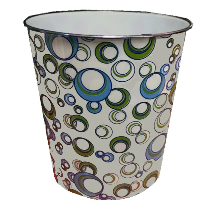 Round Polka Dot Paper Waste Dust Bin - Office, Home, Bathroom, Kitchen