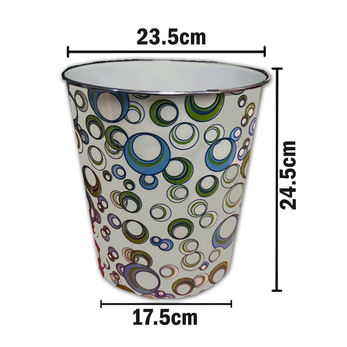 Round Polka Dot Paper Waste Dust Bin - Office, Home, Bathroom, Kitchen