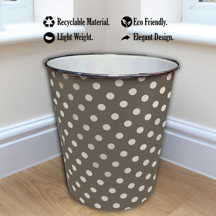 Round Polka Dot Paper Waste Dust Bin - Office, Home, Bathroom, Kitchen