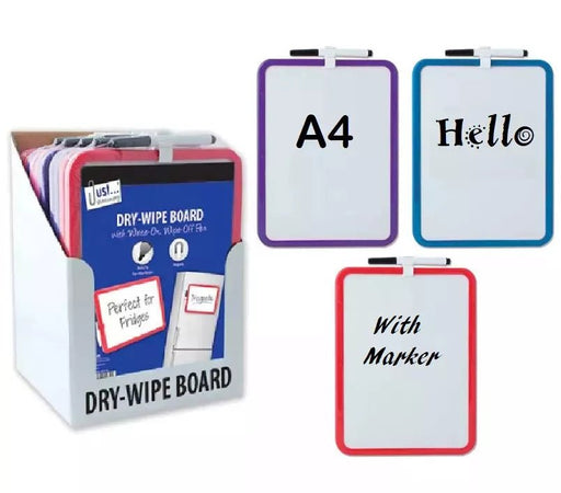 A4 Dry Wipe Magnetic Whiteboard Mini Office Notice Board with Pen Marker