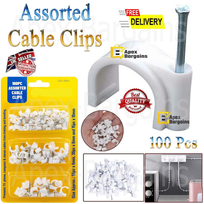 Cable clip assortment in different sizes for secure attachment of cables