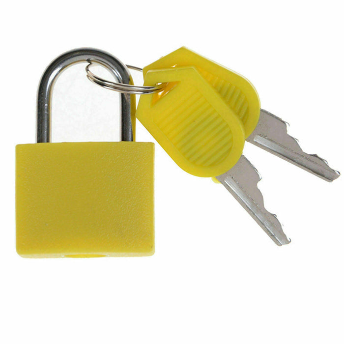 "Set of 4 small coloured brass padlocks for travel luggage and bags