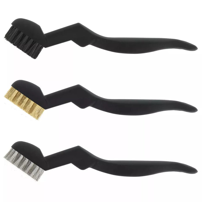 MAXPERKX Curved Mini Wire Brush Set with Steel and Nylon Bristles for Rust Cleaning