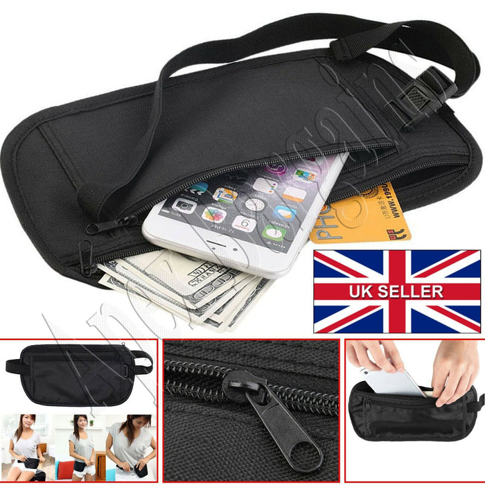  Discreet Money Travel Waist Belt in Black Color