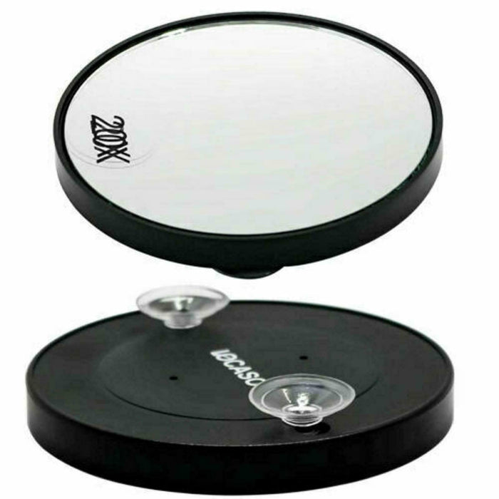 Mirror for handheld eyebrow tweezing, offering 20x magnification