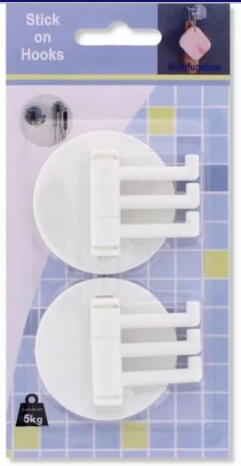 2pcs Self-Adhesive Hanging Hooks with Swivel Arms for Kitchen Use