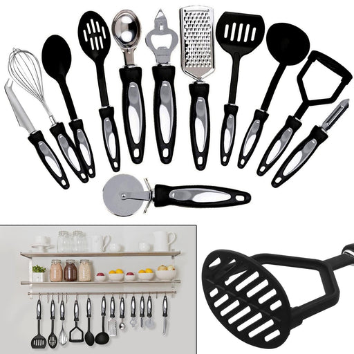 12 Piece kitchen stainless steel cooking utensil set