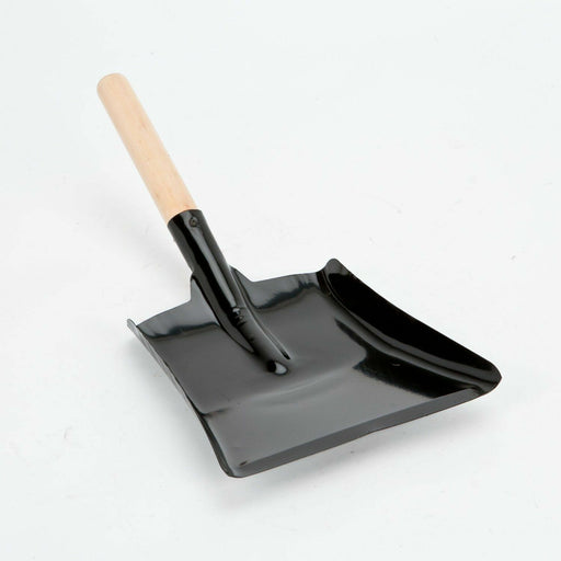 Large metal shovel with wooden handle for gardening and more