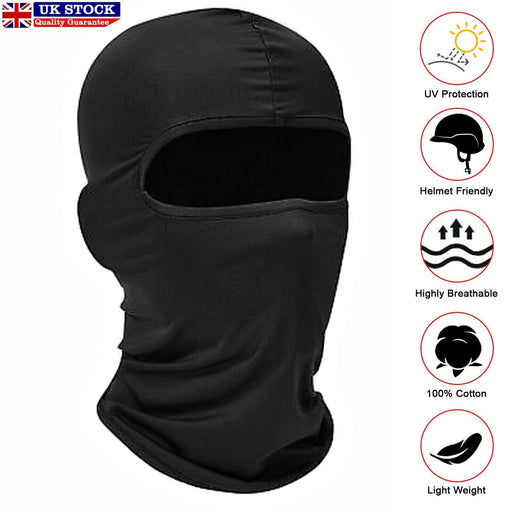 Lycra Balaclava Full Face Mask in Black for Cycling, Skiing, and Motor Biking