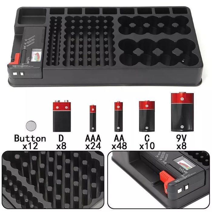 MAXPERKX Battery Storage Organizer with the lid open, showing the interior layout