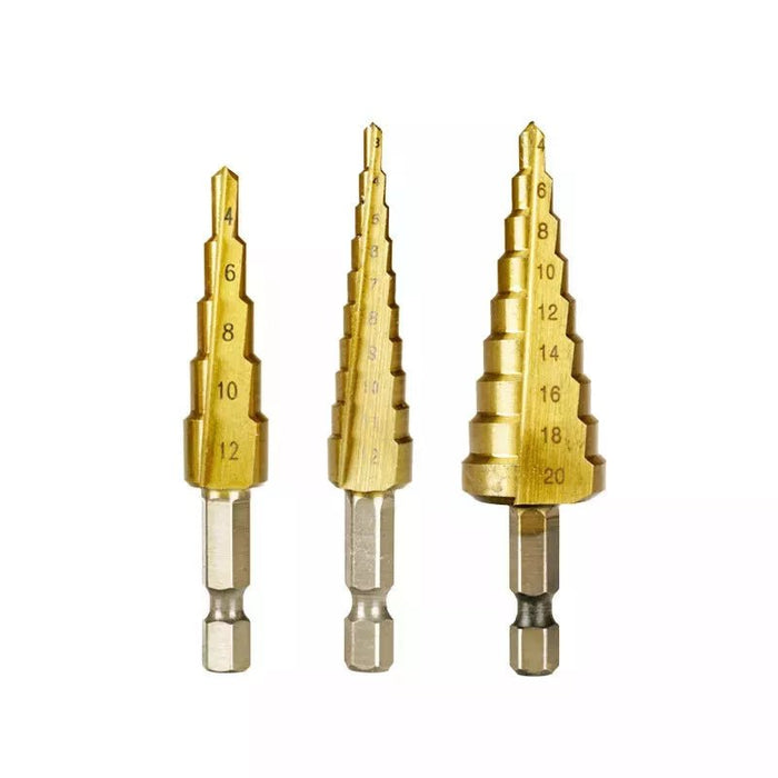 Hex Bit Set for Hole Cutting, Titanium Step Cone Drill by MAXPERKX