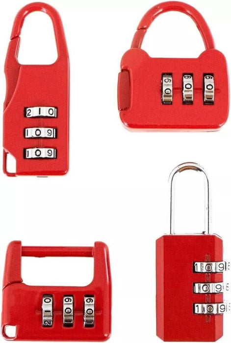 MAXPERKX 4pcs 3-Digit Combination Padlock for Luggage and Travel