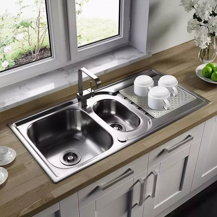 MAXPERKX Sink Mat with dishes being drained on it