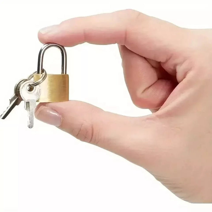 Small Brass Padlock by MAXPERKX, Ideal for Luggage Security