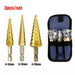 MAXPERKX 3pcs HSS Step Cone Drill Titanium Bit Set with Pouch