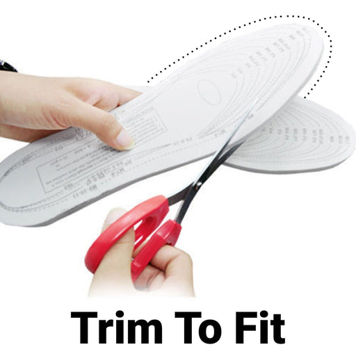 Memory foam insoles with cutting guides for easy customization