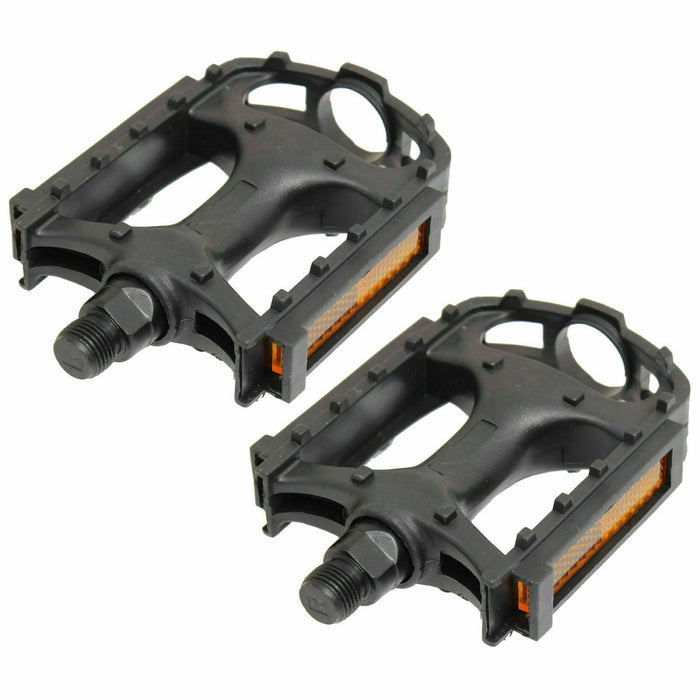 Pair of flat plastic platform bike pedals