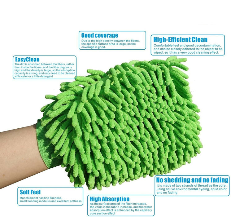 Quickly and easily removes dirt with the microfibre wash glove