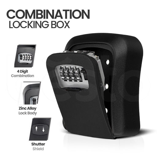 Resettable 4-dial combination key safe for easy access