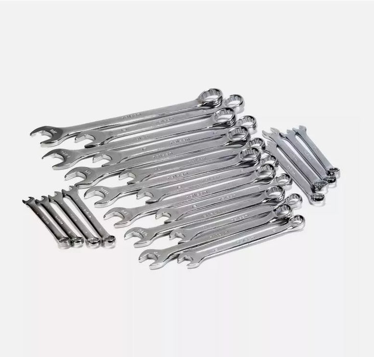 The Rolson Combination Spanner Set arranged in a tool organizer