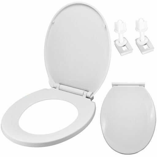  Soft Close White Toilet Seat - Oval Shape - Bathroom WC Seat - Anti Slam