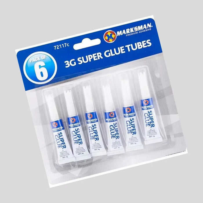 Super Glue Tubes, 6pcs, Multi-Purpose Adhesive for Glass, Metal, and Rubber