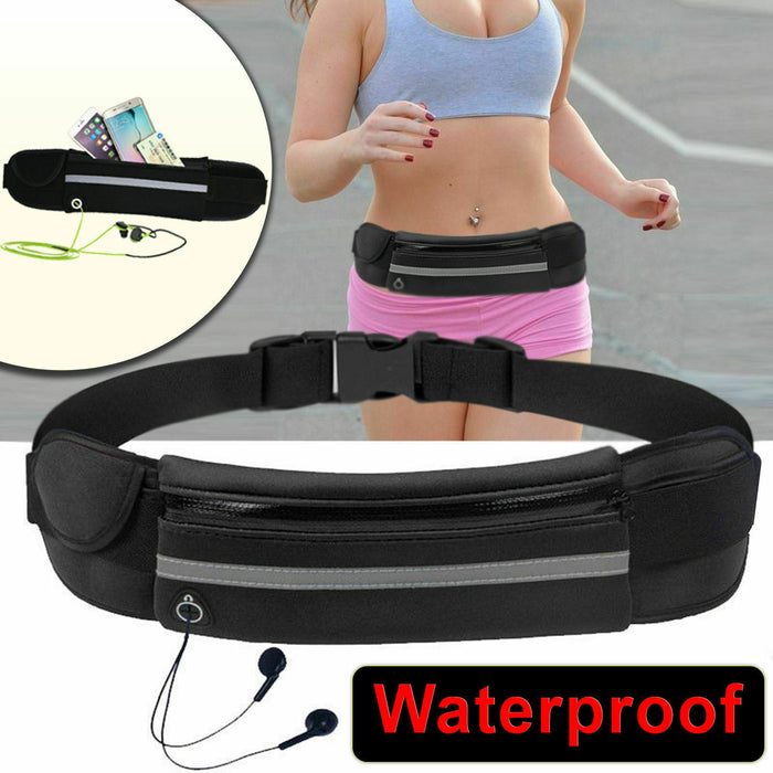 Black waist pouch bum bag for running and travel