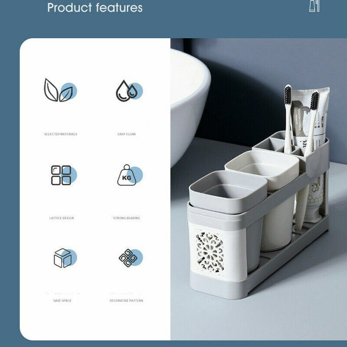  Image displaying the product parameters of the bathroom toothpaste storage rack set, including dimensions and material