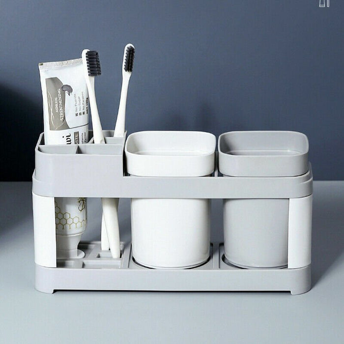 MAXPERKX Bathroom Toothpaste Storage Rack Shelf and Electric Toothbrush Holder Stand Set