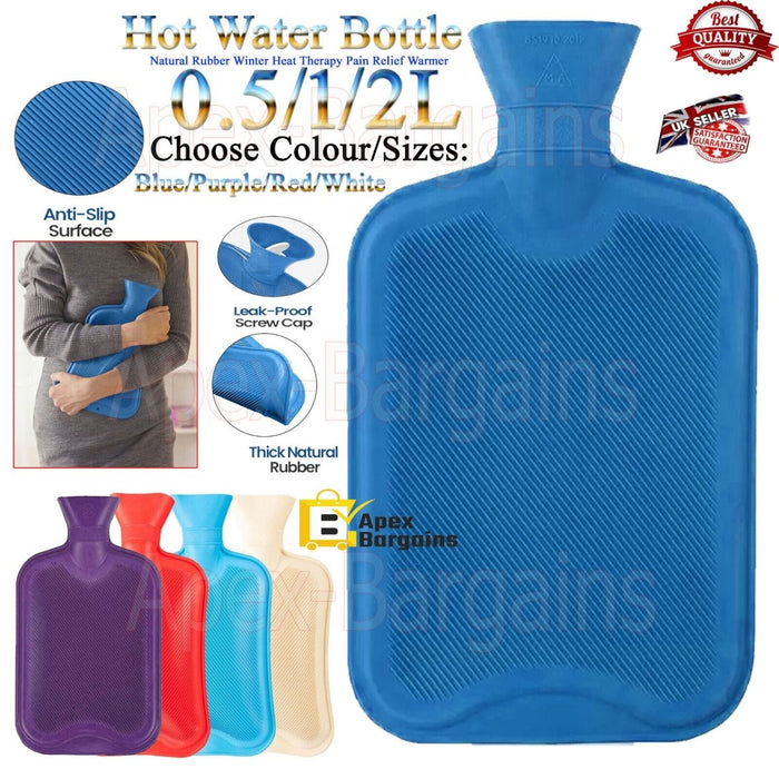 APXB Natural Rubber Hot Water Bottle - Winter Heat Therapy Pain Relief Warmer - Image 1