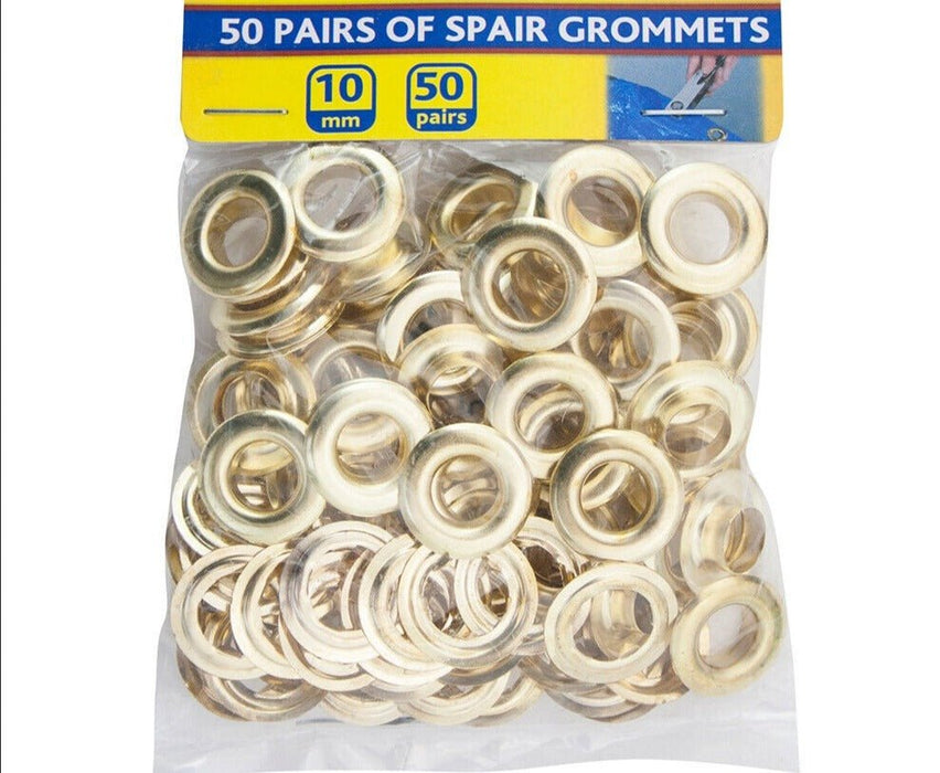 MAXPERKX 100pcs 10mm Brass-Plated Eyelets Grommets Washers for Rapid Repair Leathercrafts Bag