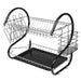 MAXPERKX 2 Tiers Dish Drainer Rack With Drip Tray - Kitchen Drying Bowl Plate Holder Stand