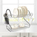 MAXPERKX 2 Tiers Dish Drainer Rack With Drip Tray - Kitchen Drying Bowl Plate Holder Stand