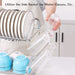 MAXPERKX 2 Tiers Dish Drainer Rack - Kitchen Drying Bowl Plate Holder Stand With Drip Tray