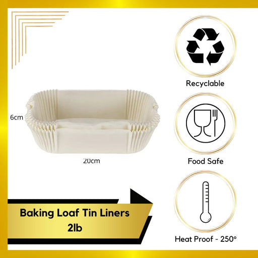 "MAXPERKX 2LB Loaf Bread Cake Baking Cases Paper Non Stick Greaseproof Tin Liner Set - 30pcs