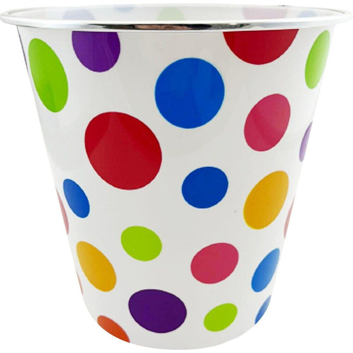 MAXPERKX 7.7L Basket Paper Waste Dust Bin Round Rubbish Polka Dot Office Bathroom Kitchen